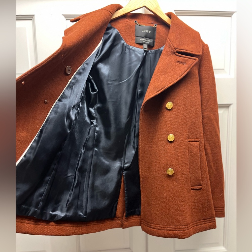 J. Crew Stadium Cloth Majestic Pea Coat in Rust - Picture 4 of 8